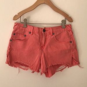 Free People pink denim shorts